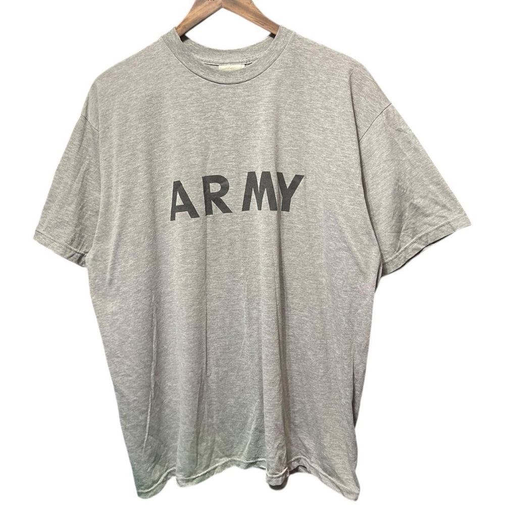 gray United States Army military back logo graphic vintage 2000s casual T-shirt
